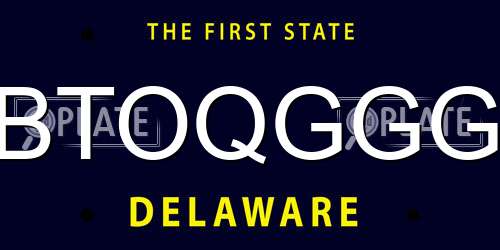 BTOQGGG Delaware License Plate