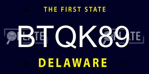 BTQK89 Delaware License Plate