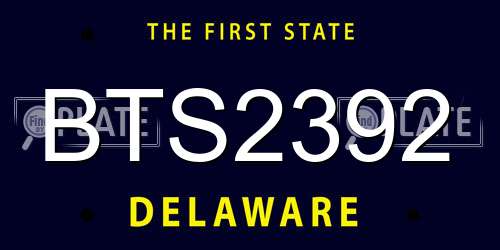 BTS2392 Delaware License Plate