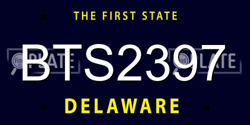 BTS2397 Delaware License Plate