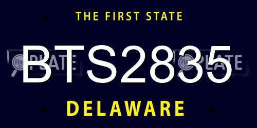 BTS2835 Delaware License Plate