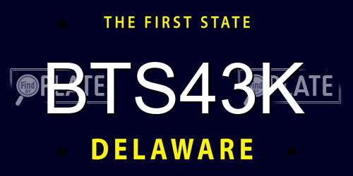 BTS43K Delaware License Plate