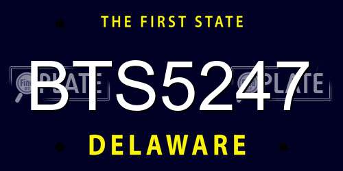 BTS5247 Delaware License Plate