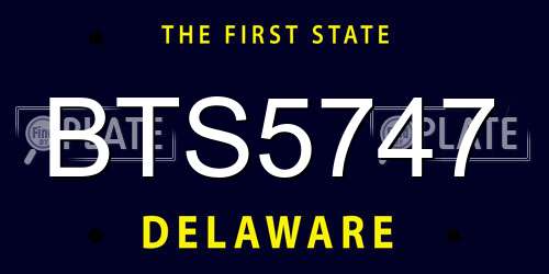 BTS5747 Delaware License Plate