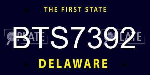 BTS7392 Delaware License Plate