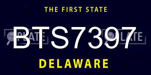 BTS7397 Delaware License Plate