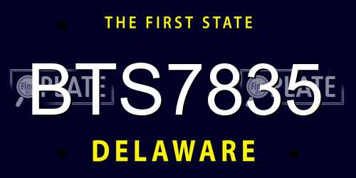BTS7835 Delaware License Plate