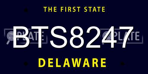 BTS8247 Delaware License Plate