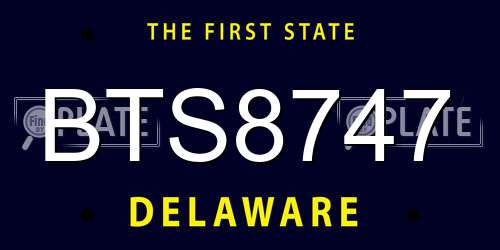 BTS8747 Delaware License Plate
