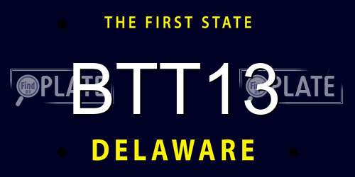 BTT13 Delaware License Plate
