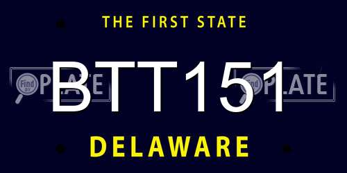 BTT151 Delaware License Plate