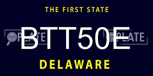 BTT50E Delaware License Plate