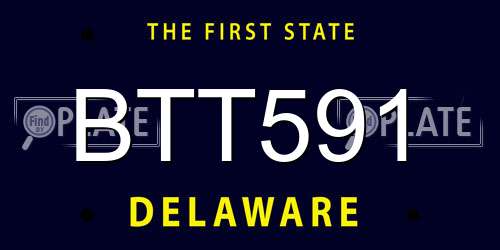 BTT591 Delaware License Plate