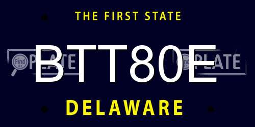 BTT80E Delaware License Plate