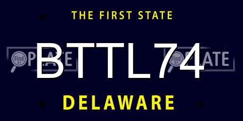 BTTL74 Delaware License Plate