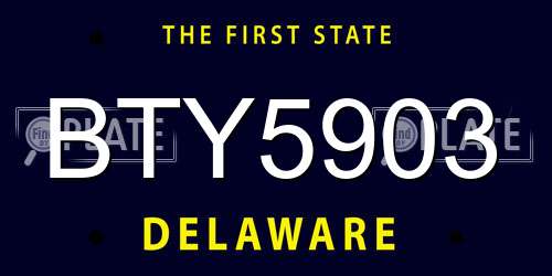 BTY5903 Delaware License Plate