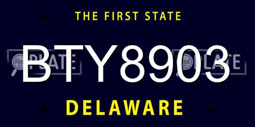 BTY8903 Delaware License Plate