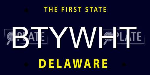 BTYWHT Delaware License Plate