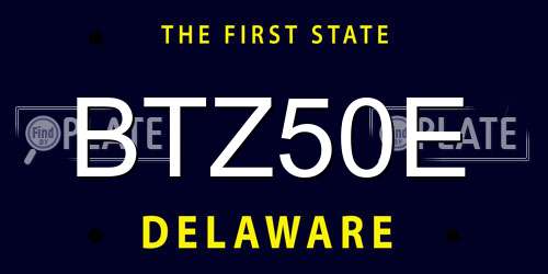 BTZ50E Delaware License Plate
