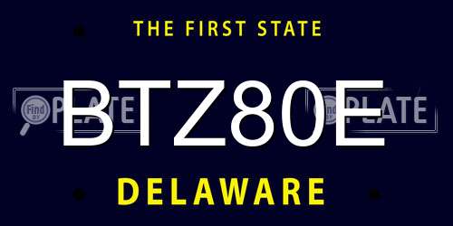 BTZ80E Delaware License Plate