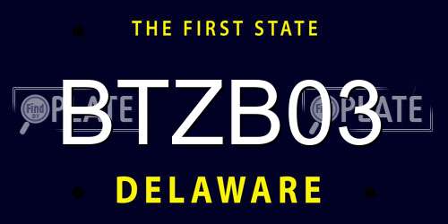 BTZB03 Delaware License Plate