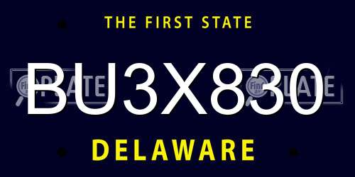 BU3X830 Delaware License Plate