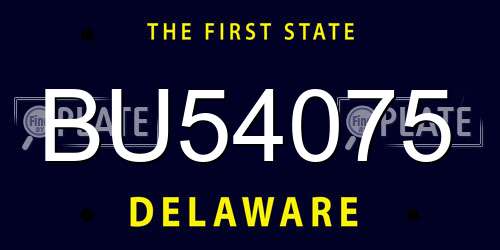 BU54075 Delaware License Plate