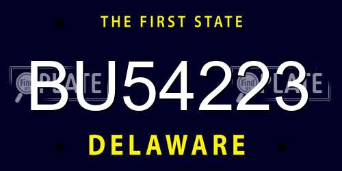 BU54223 Delaware License Plate