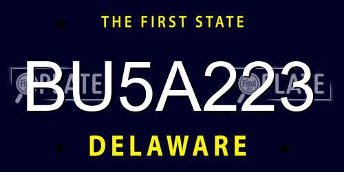 BU5A223 Delaware License Plate
