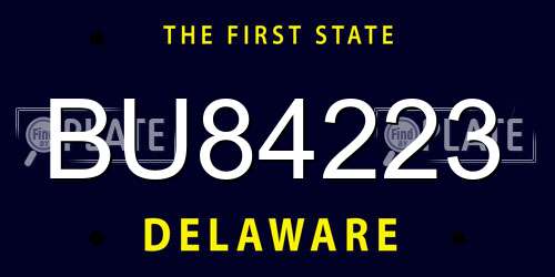 BU84223 Delaware License Plate