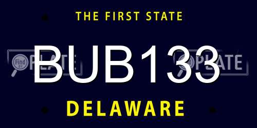 BUB133 Delaware License Plate