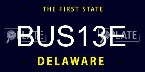 BUS13E Delaware License Plate