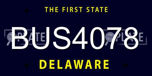 BUS4078 Delaware License Plate