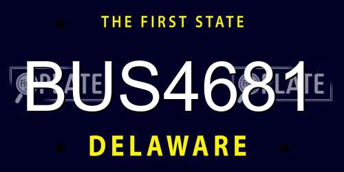 BUS4681 Delaware License Plate
