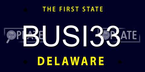 BUSI33 Delaware License Plate
