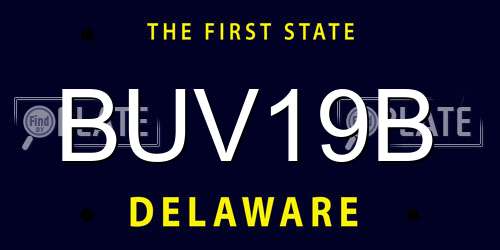 BUV19B Delaware License Plate