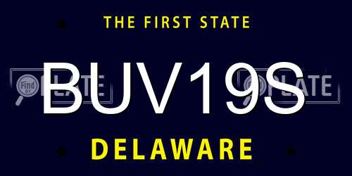 BUV19S Delaware License Plate