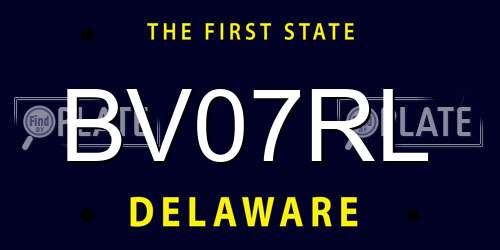 BV07RL Delaware License Plate