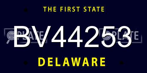 BV44253 Delaware License Plate
