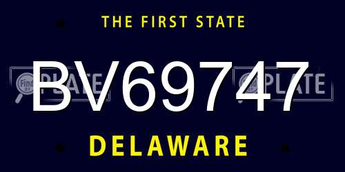 BV69747 Delaware License Plate