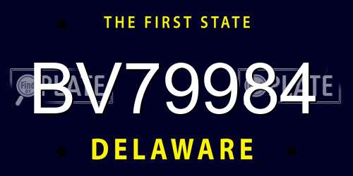 BV79984 Delaware License Plate