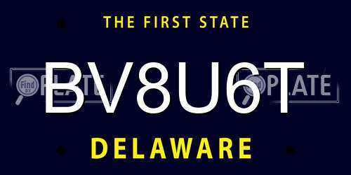BV8U6T Delaware License Plate