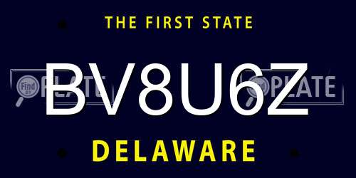 BV8U6Z Delaware License Plate