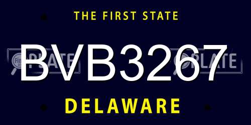 BVB3267 Delaware License Plate
