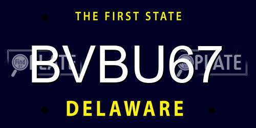 BVBU67 Delaware License Plate