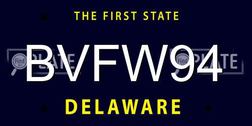 BVFW94 Delaware License Plate