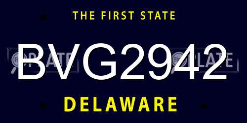 BVG2942 Delaware License Plate