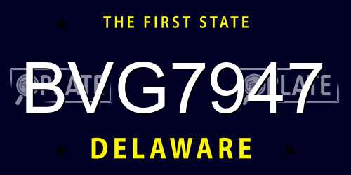 BVG7947 Delaware License Plate