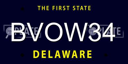 BVOW34 Delaware License Plate