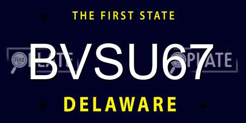 BVSU67 Delaware License Plate